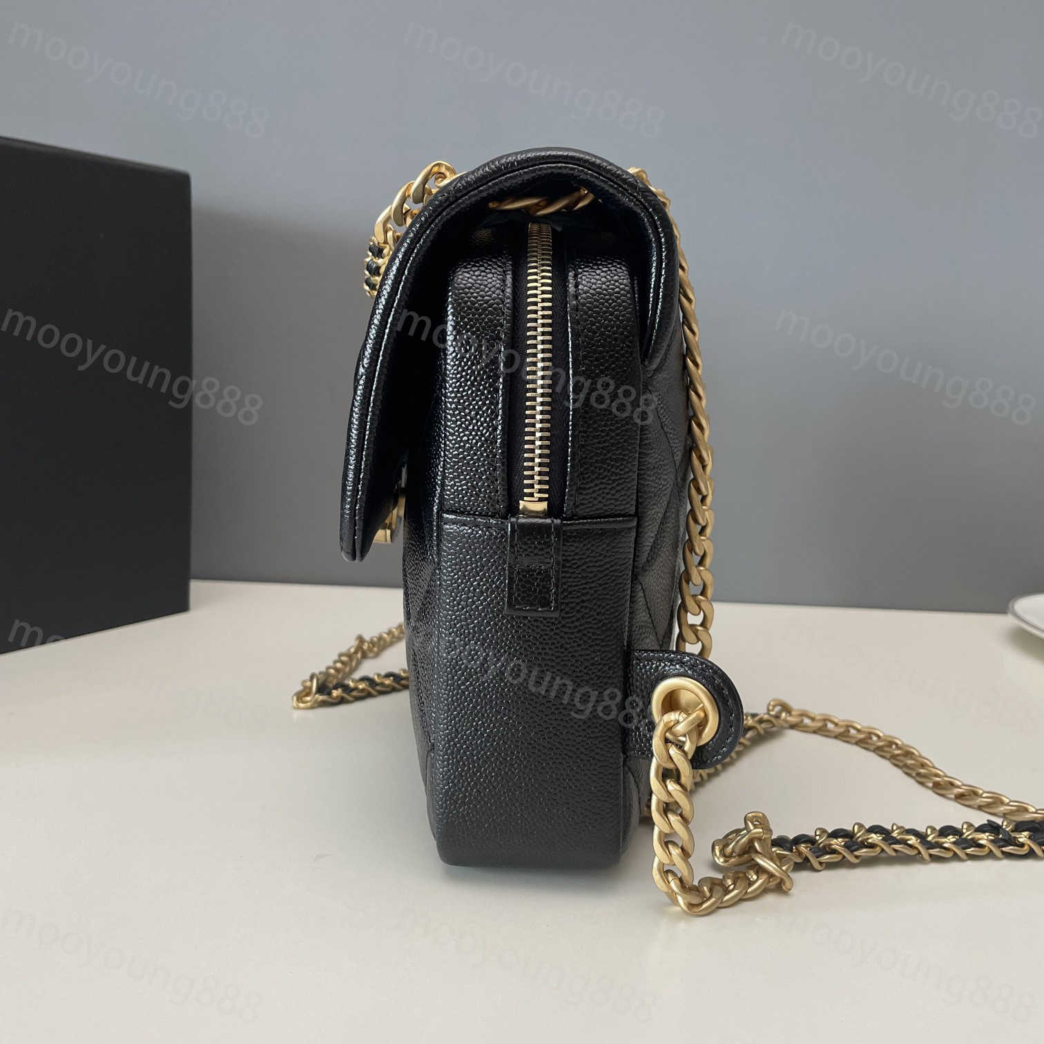 

Top Tier Quality Designer Women Small Backpack Black Caviar Quilted Flap Bags Classic Luxury Gold Chain Double Shoulder Bag Real Leather, Upload pics to contact us
