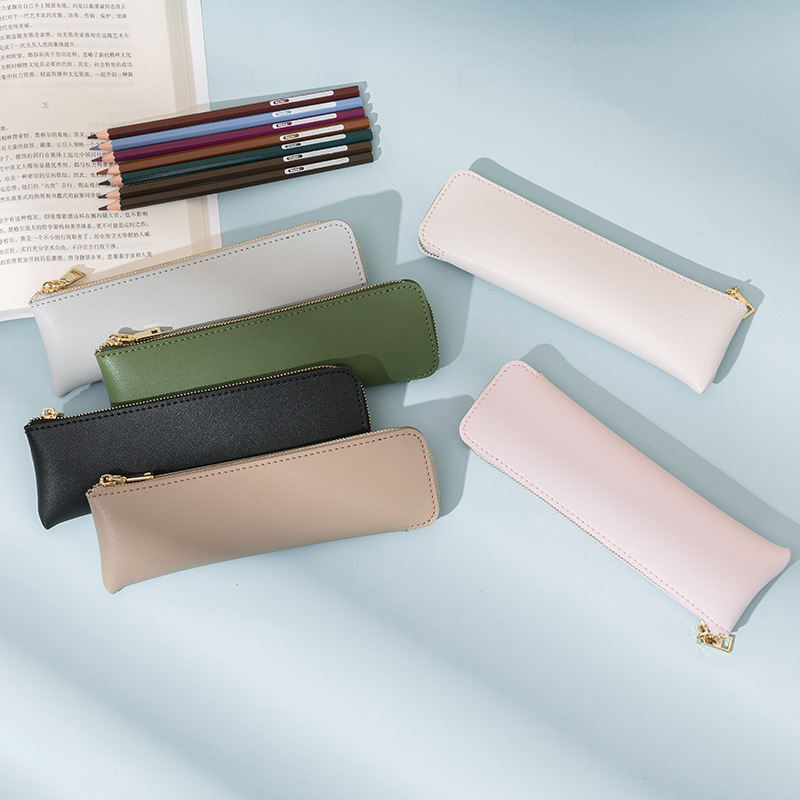 

Leather Pen Bag Pencil Case for Junior School High College Student 1223581