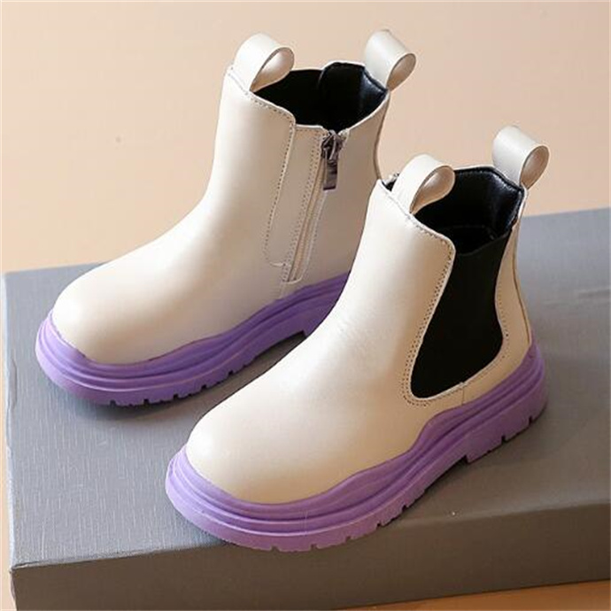 

Autumn Winter Kids Martin Boots Fashion Pu Leather Children Chelsea Ankle Boot Toddlers Baby Boys Girls Shoes Soft Comfort Sneakers, Black