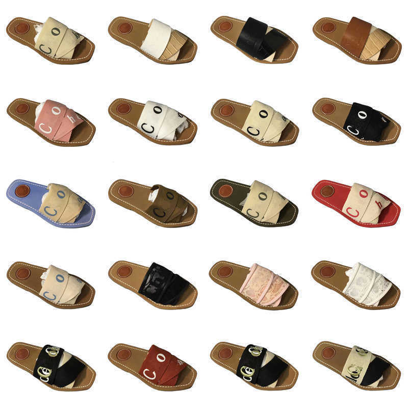 

5A Chloa Slipper Sandal Shoe Chl Slide Slippers Designer Mens Womens Woody Flat Mule Canvas White Black Grey Green Soft Pink Sail Navy Blue C4 Men Women Casual Shoes, Box