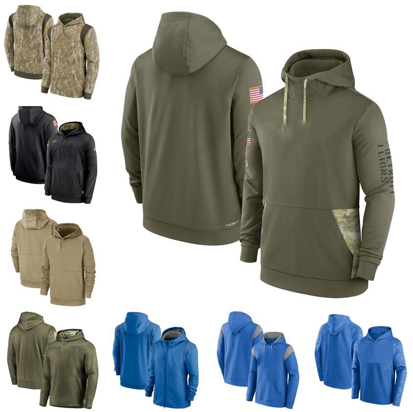 

CUSTOM Men Football Detroit''Lions''2022 Salute to Service Therma Performance Pullover Hoodie Untouchable, Style