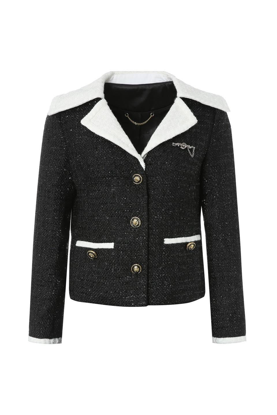 

2022 women vintage designer tweed blazer jacket coat female milan runway designer dress causal long sleeve tops clothing suit a23, Black