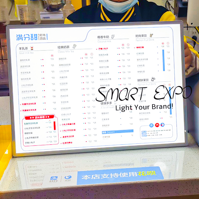 Cafe LED Menu Holder Advertising Display Sign Holder for Countertop A3 Poster Prints with Wooden Case Packing-image-818371383