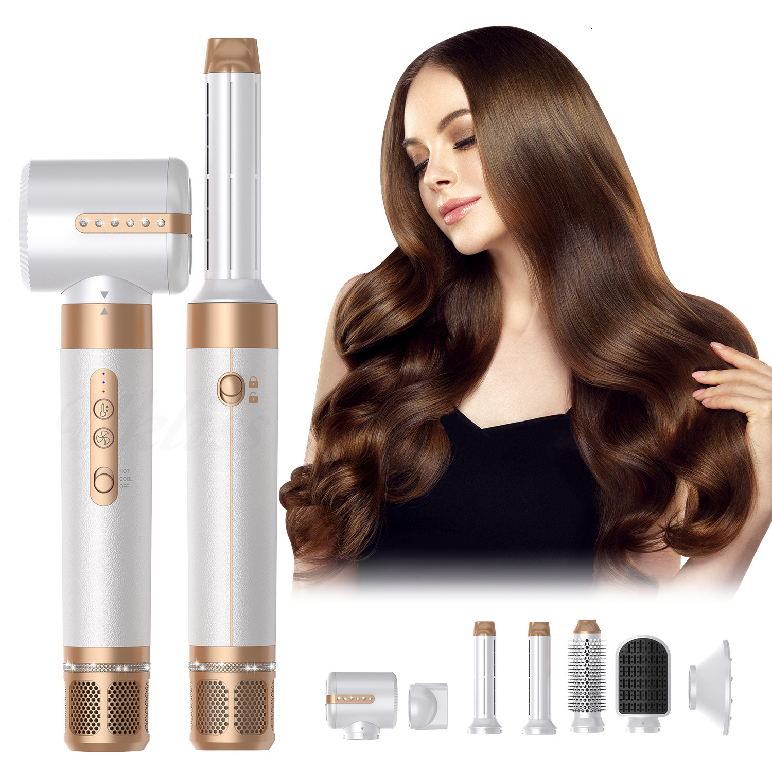 

Hair Dryers Brushless 7 In 1 Air Brush Negative Ion Blow High Speed Curling Iron Shark FlexStyle Styling 221017