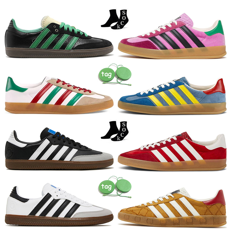 

Designer Wales Bonner Samba Running Shoes men women Sambas trainers Gazelles Monogram Vegan White Black OG Red Velvet Yellow Green Platform Gazelle Sneakers, D32 wales bonner black yellow 36-45