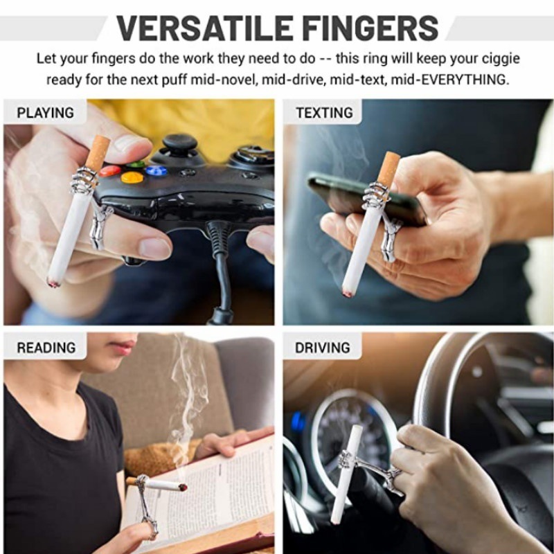 

water pipe hand bone Smoking Cigarette smoke shop holder smoking rings thick clip skeleton pattern joint ring finger accessories metal pipes bong