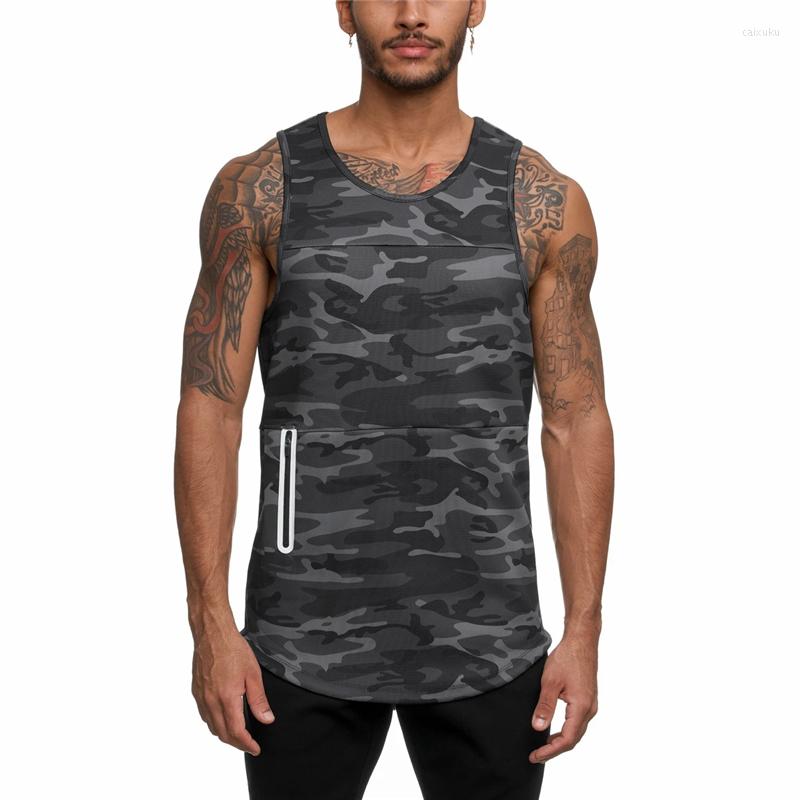 

Men's Tank Tops Bodybuilding Men Gym Workout Fitness Camouflage Sleeveless Shirt Running Stringer Singlet Male Summer Casual Vest Man, Black
