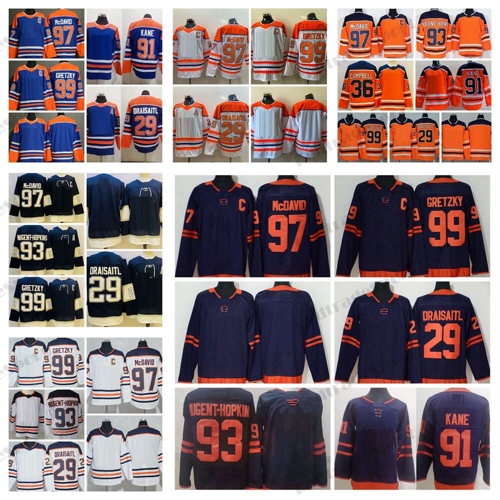 

2021 Reverse Retro 97 Connor McDavid Hockey Jerseys 99 Wayne Gretzky 29 Leon Draisaitl Orange 93 Ryan Nugent-Hopkins Classic Shirt 91, White