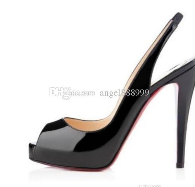 

With Box Designer Christians Shoes Top Quality Big Size 34 -45 Platform Women Shoe Red-Bottom High Heels Peep Toe Woman Shoes Black Pat hkGg