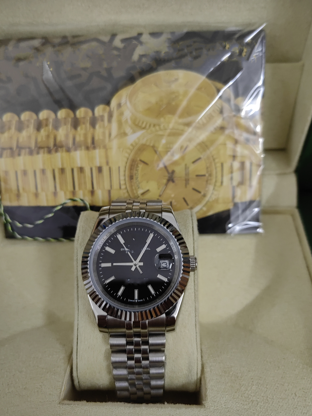 

With original box Men Watch 40mm Mens 2813 Roman Dial Mechanical Automatic DJ Factory Stainless Steel Bracelet Triangle Pit Waterproof Watch black 2023, Style 5