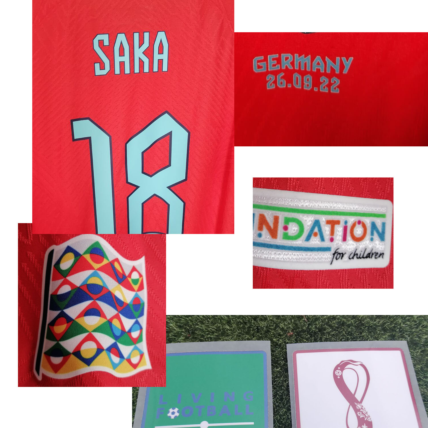 

American College Football Wear 2022 Match Worn Player Issue Kane Sterling Grealish Mount Maillot Bellingham Beckham SAKA Custom Name Number Sports Jersey, Home fans version with worcup