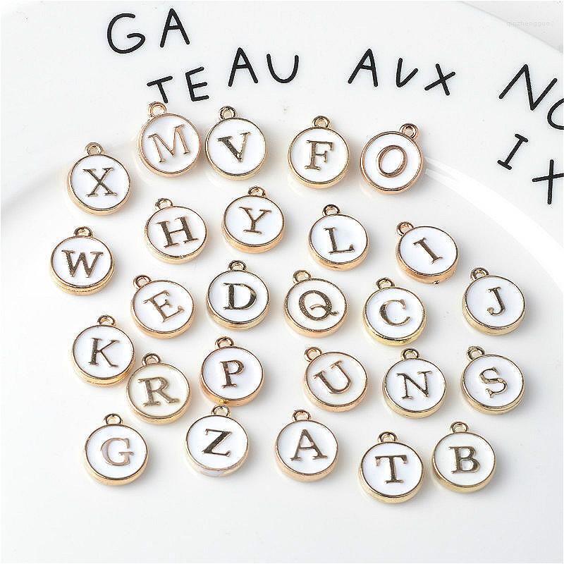 

Charms 10pcs/26pcs Alphabet Letter Double Face Enamel Gold Color 12 15mm Pendants Jewelry Making Handmade Craft