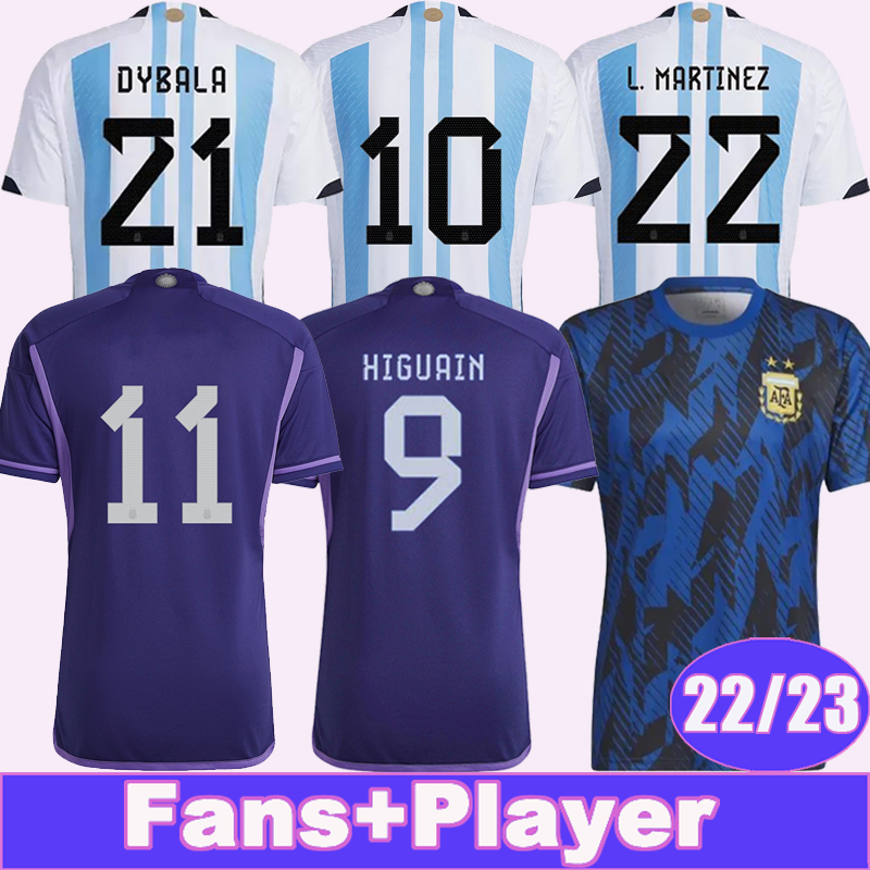 

22 23 Argentina DYBALA HIGUAIN Mens Soccer Jerseys National Team L.MARTINEZ DE PAUL Player Version Home Away Football Shirt Pre-match uniform, Qm10567 22 23 pre-match f..a world patch