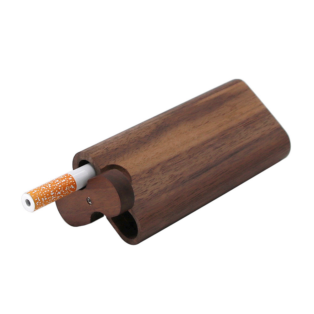 

Wood Dugout One Hitter Smoking Pipe Kit 4 Colors Dry Herb Tobacco Box Cigarette Case Tube With Hook Portable