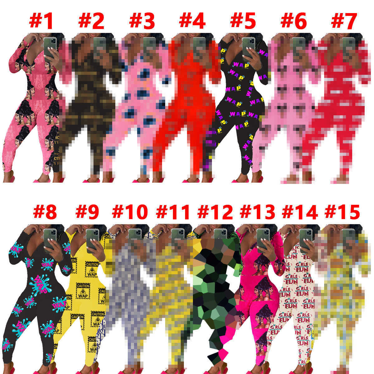 

Women' Jumpsuits & Rompers Pattern Printed Sexy Womans Jumpsuit Fall Clothing 2022 Bodysuit Women Club Overalls Long Sleeve Streetwear Pants -XXL, Heijin-2
