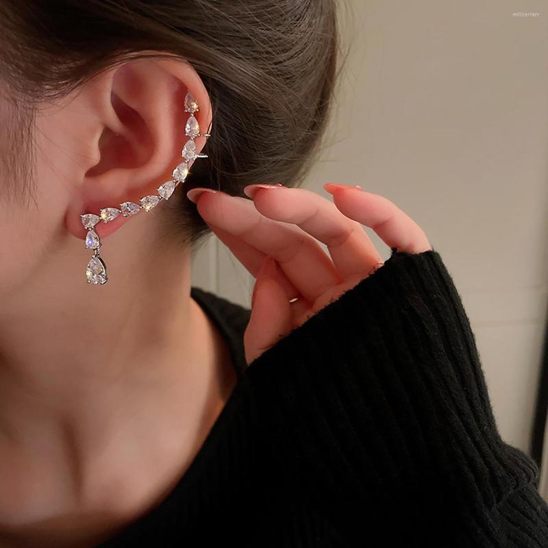 

Backs Earrings AENSOA Single Korean 2022 Trendy Rhinestone Clip Shiny Ear Cuff Hanging For Women Minimalist Jewlery