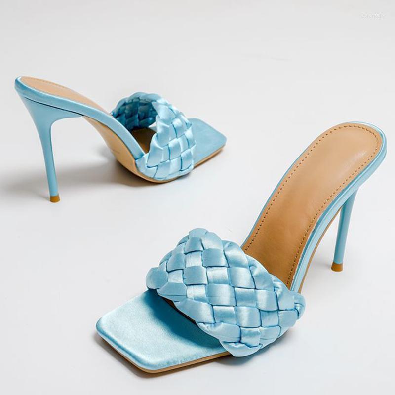 

Dress Shoes Est Women Sexy Super High Heels 11cm Weave Design Summer External Wear Large Size Luxury Prom Lady Pumps Woman Slippers, White