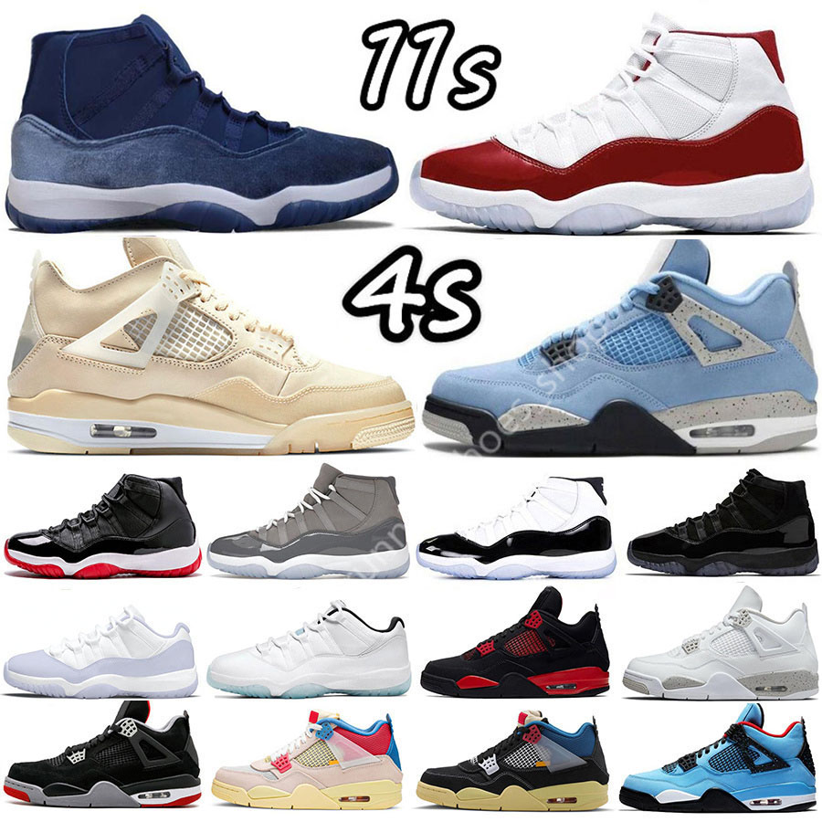 

4 4s Sail Mens Basketball Shoes Sneakers 11 11s Midnight Navy space jam Cherry Cool Grey Concord Gamma University Blue Fire Red Oreo Bred Black Cat women Sport Trainers, Shoes box