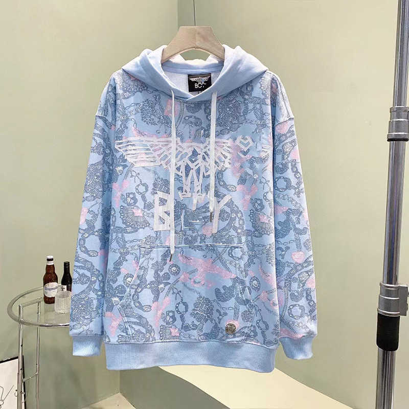 

Women's Hoodies Sweatshirts Fashion Brand Hip Hop Casual Hooded Sweater with Printed Letter Pullover, Light blue