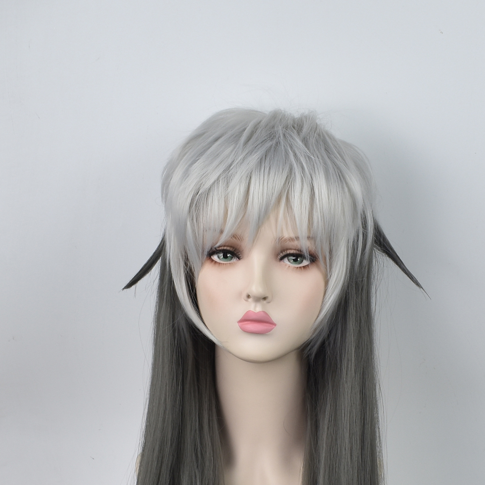 

Tomorrow Ark Lapland cosplay wig Silver Gray gradually long straight hair tour hand cos false hair