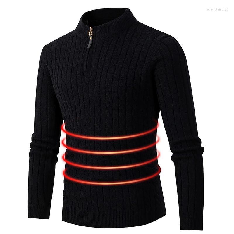 

Men' Sweaters Zip Turtleneck Sweater Men Men' Quarter Mock Neck Classic Ribbed For Business Casual, Black
