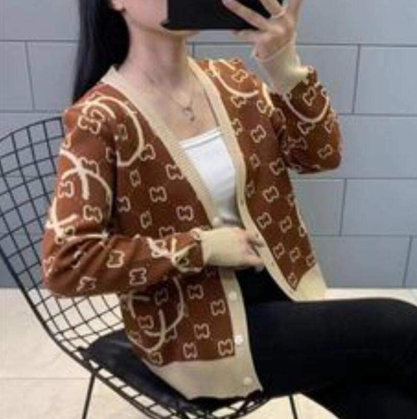 

Designer Women' Sweaters V-neck Single-breasted Korean Cardigan Sweater Color-blocked Long Sleeve Fashion Elegant Ladies Tops, Red