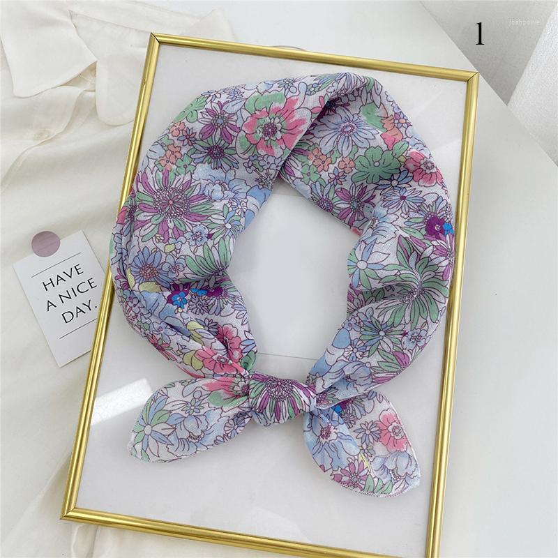 

Scarves 53X53CM Fashion Women Square Scarf All-match Wraps Elegant Floral Dot Spring Summer Head Neck Hair Tie Band Neckerchief