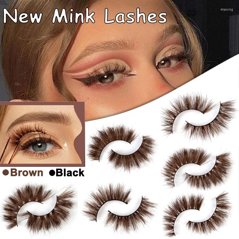

False Eyelashes 2022 3D Mink Lashes Handmade Natural Brown Fake Thick Long Black Lash Makeup Tools For Extension