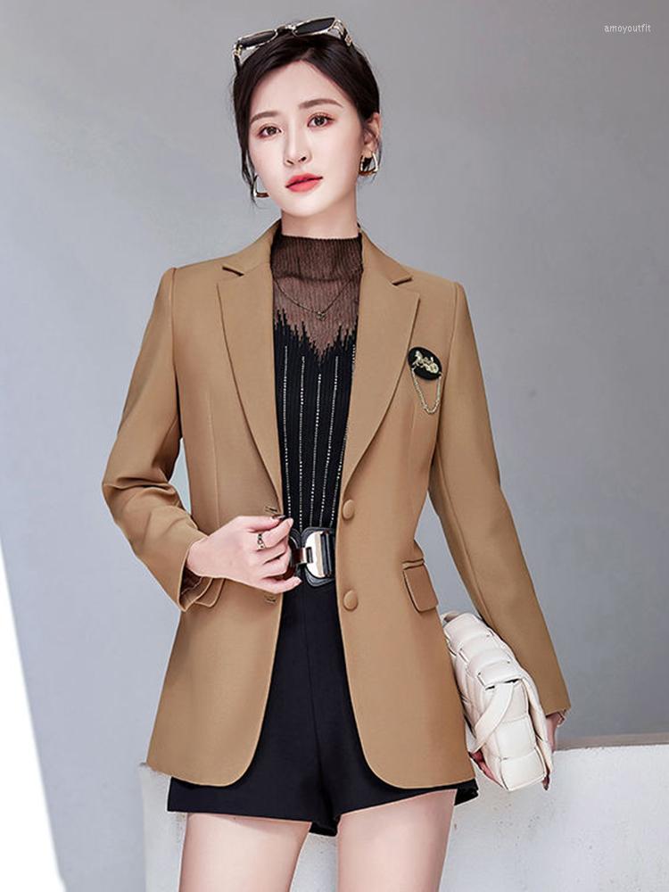 

Women' Suits High-quality England Loose Style Outfit Blazer With Pocket For Women Single Button Coat Fashion Outwear Jacket, Black