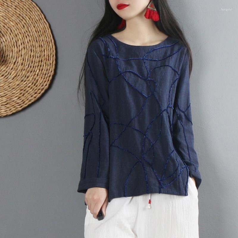 

Ethnic Clothing Ladies Chinese Tops 2022 Top Women Spring Retro Loose Shirt Qipao Cheongsam Linen Style 11587