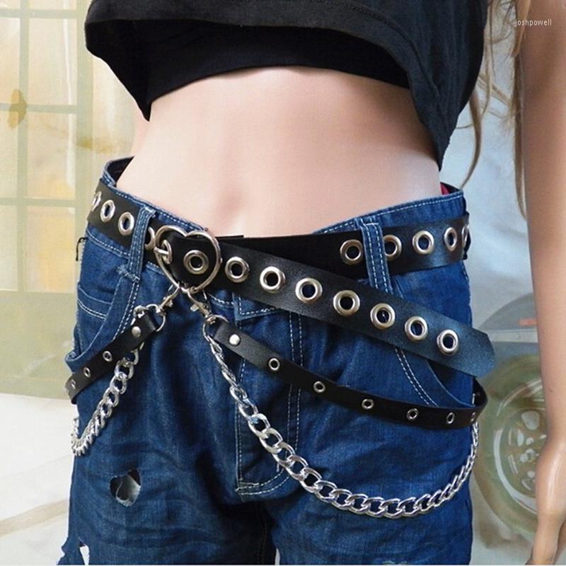 

Belts Leather Body Harness Waist Belt Leg Garter Punk Heart Suspenders Band Strap, Black
