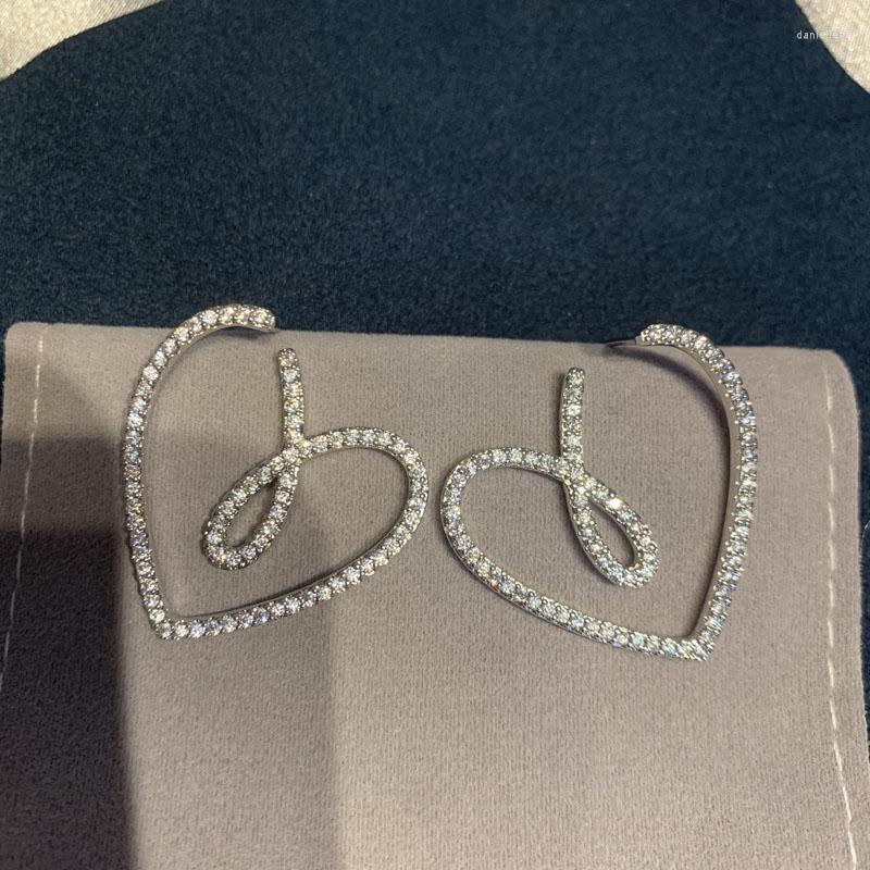

Stud Earrings Fashion Love Heart Earring With Cubic Zirconia 925 Ear Pin Cross Lover FOR Women Party Jewelry