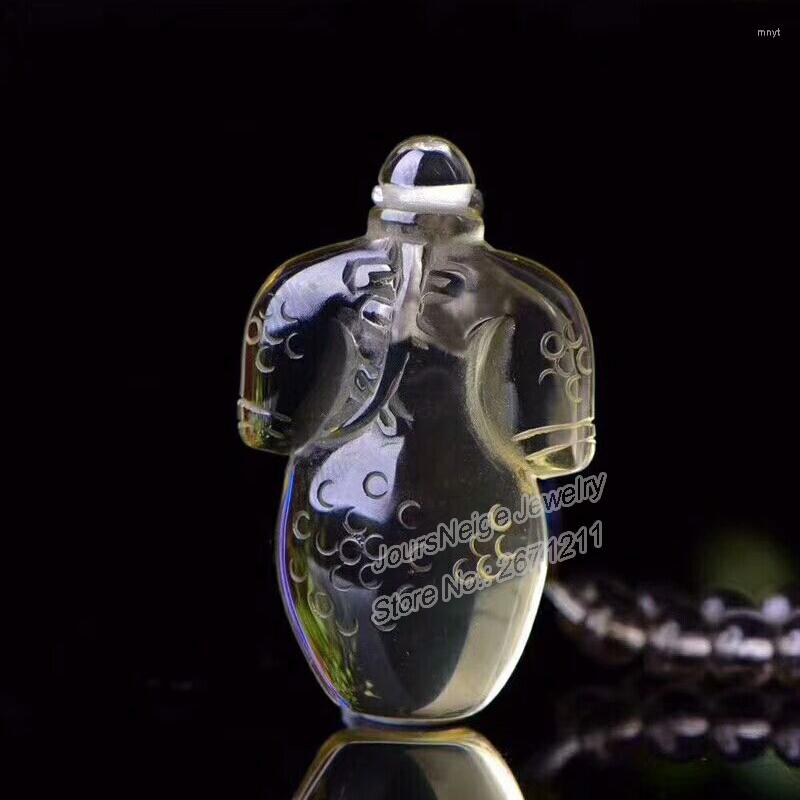 

Pendant Necklaces Wholesale Yellow Natural Crystal Hand Carved Treasure Bottle Sweater Chain Necklace Lucky For Women Men Jewelry