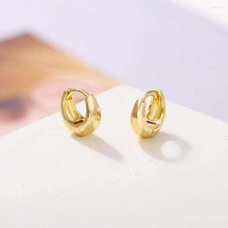 

Hoop Earrings Stylish Round Copper Golden Plated Women Drop Solid Everyday Wearing