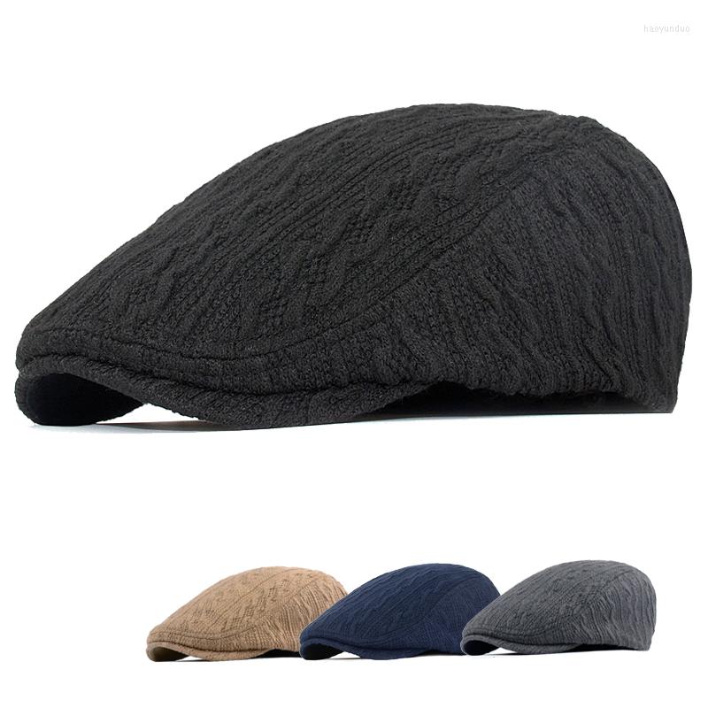 

Berets Beret Caps Fashion Knit Sboy Cap Winter Warm Flat Hats Women Men Ivy Solid Color Duckbill Vintage Gatsby Hat, Black