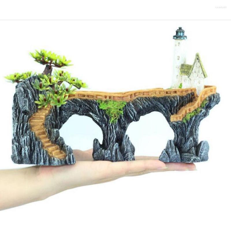 

Jewelry Pouches Aquarium House Bridge Resin Ornament Tree Cave Decorations