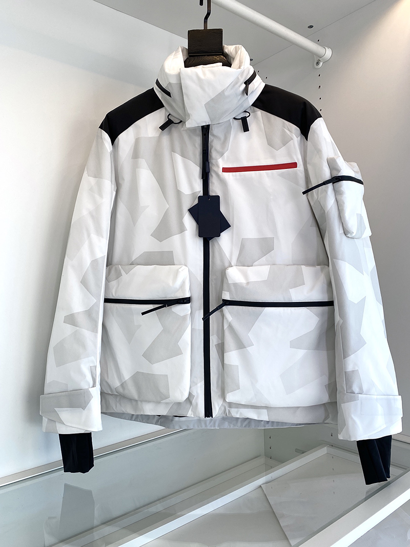 

2022 New Men's Hidden Hat Down Coat Luxury Brand Design Quality Contrast Down Jacekt, White