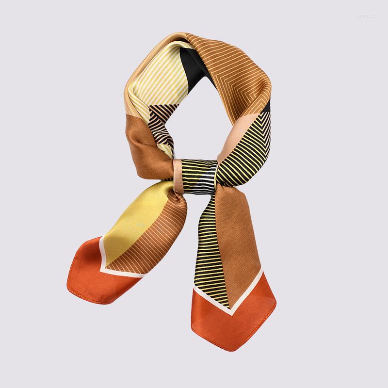 

Scarves 70cm Square Silk Scarf Women Geometric Bright Foulard Head Classical Print Neckwear Daily Decoration