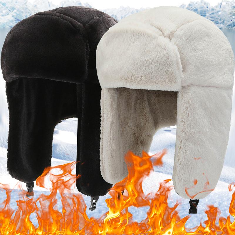 

Berets Winter Bomber Hat For Women Men Faux Fur Russian Caps Fashion Earflap Pilot Ear Protect Thick Warm Cap With Flap Ski, Multi