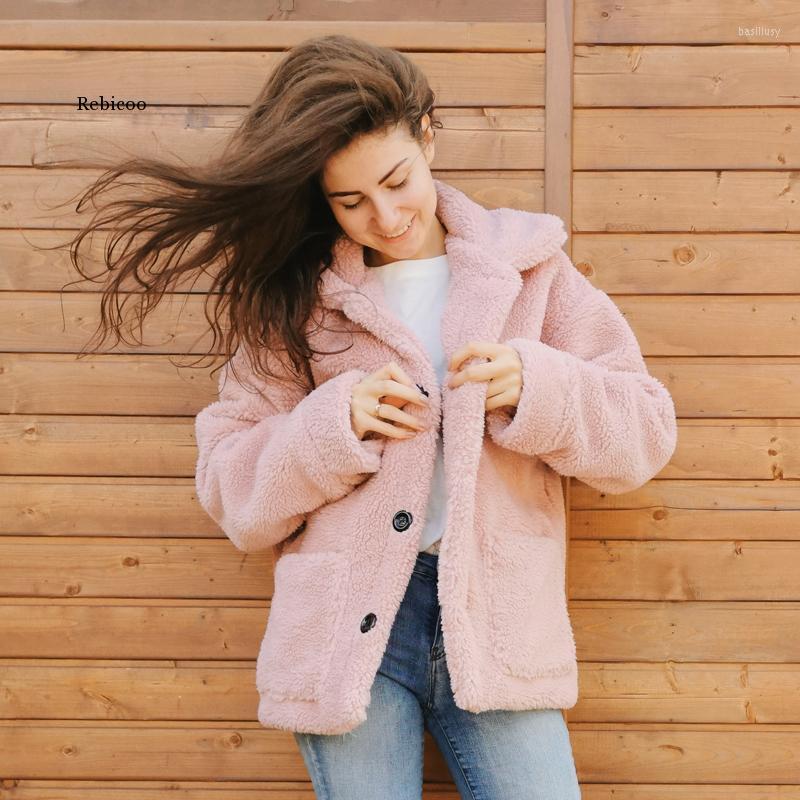 

Women' Fur Winter Thicken Warm Teddy Jacket Coat Women Casual Fashion Lamb Faux Overcoat Fluffy Cozy Loose Outerwear Female, White