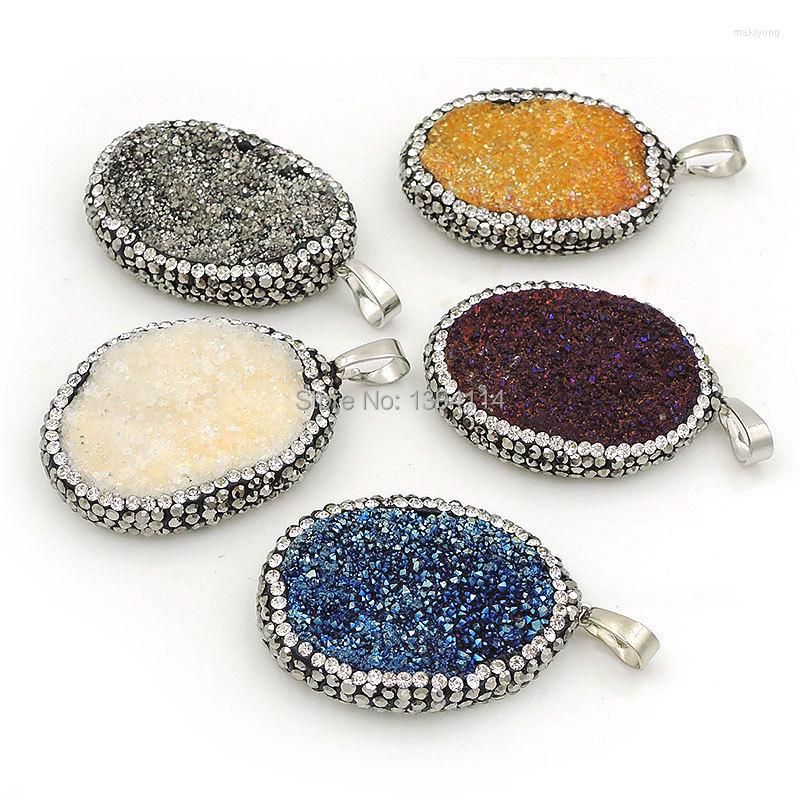 

Pendant Necklaces Titanium Crystal Cluster Pave CZ Oval Pendants Silver Plated On The Side Of Approx 35 25 8mm