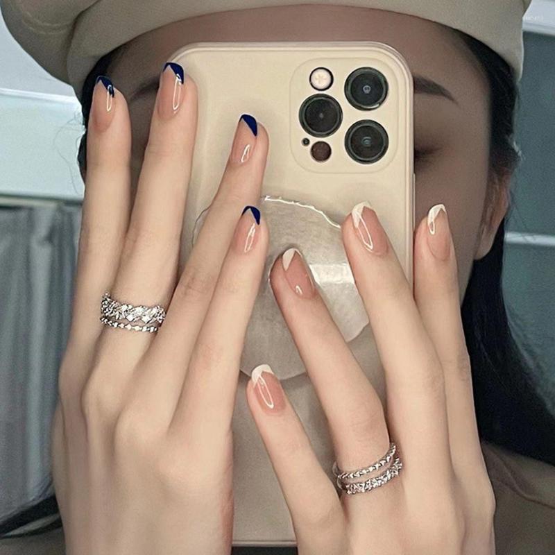 

False Nails French Square Head Press On Full Cover Artificial Nail Tips Wearable Fake Manicure Tool, Y1