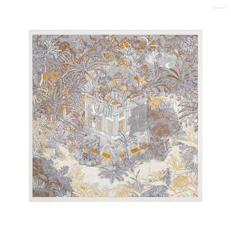 

Scarves Luxury Giant Wool Silk Scarf Stole Ponch Women Ethnic Tribal Forest House Shawl Winter Warm Kerchief Cape 135cm