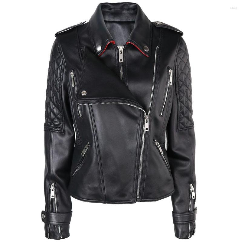 

Women' Leather YOLOAgain Women Genuine Jacket Ladies Motorcycle Black