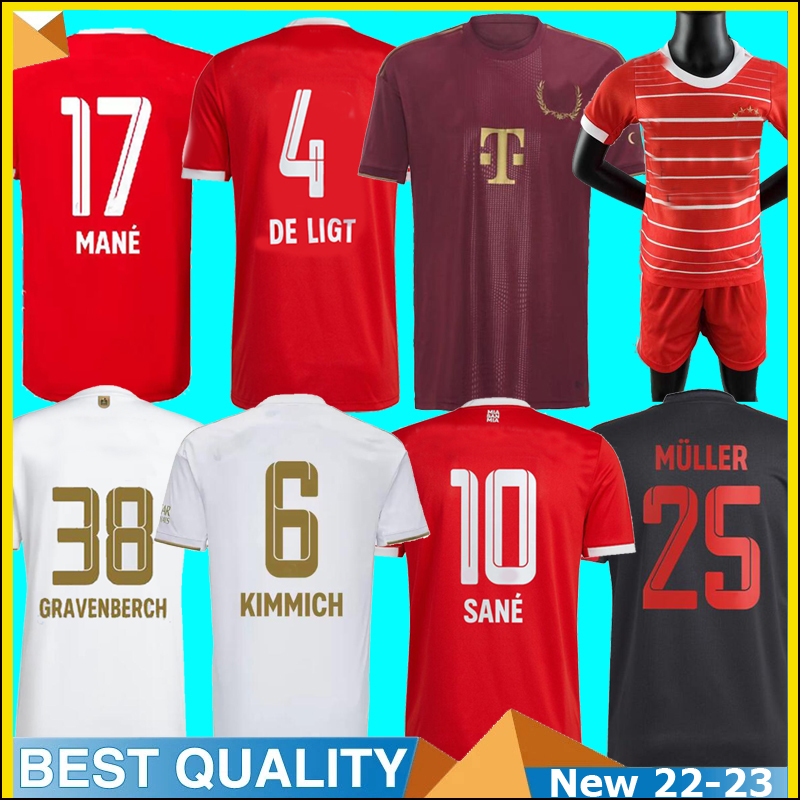 

22 23 DE LIGT soccer jerseys 10th Year 38 GRAVENBERCH LEWANDOWSKI BAYERN MUNICH SANE KIMMICH COMAN MULLER DAVIES football shirt Men Kids sets kit 2023 uniforms, Player third