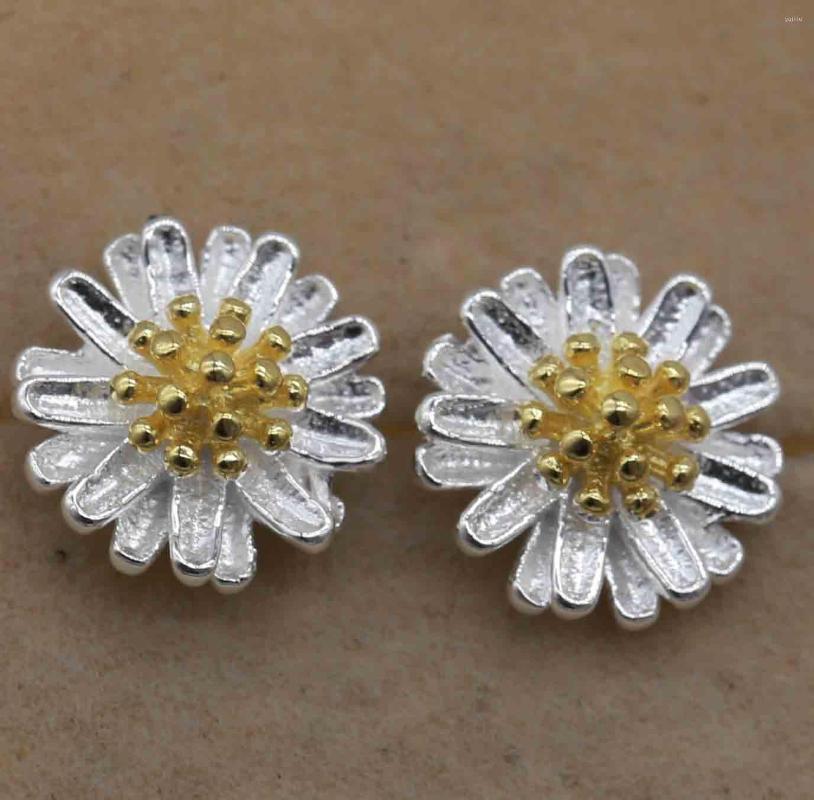

Stud Earrings 2022 Silver Retro 3D Daisy White Women's 925 For Women