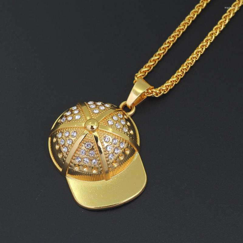 

Chains Fashion Iced Out Hat Shape Pendant Necklace With Chain Punk Rock Hip Hop Jewelry Collier Birthday Gifts For Men And Women