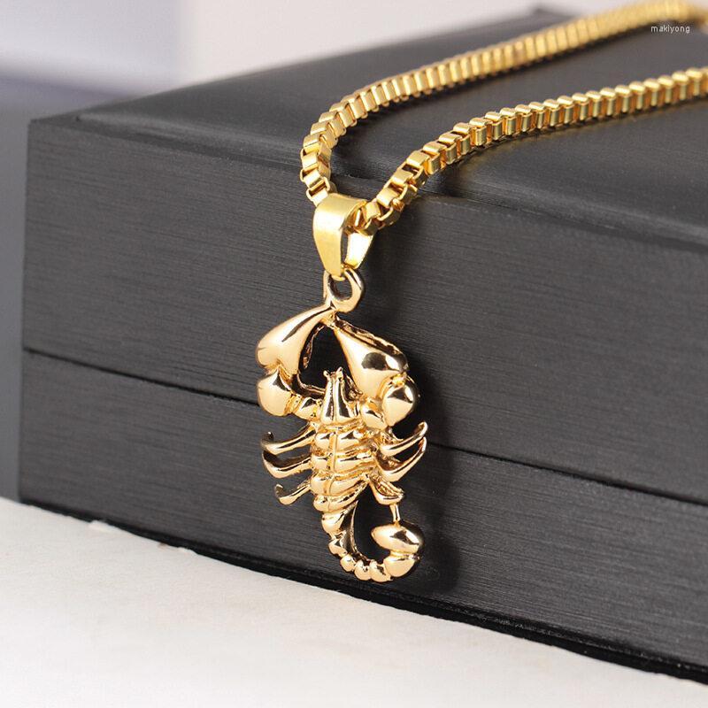 

Pendant Necklaces Stainless Steel Gold Color Animal Scorpion Necklace Men's Hip Hop Rock Punk Party Jewelry Gift