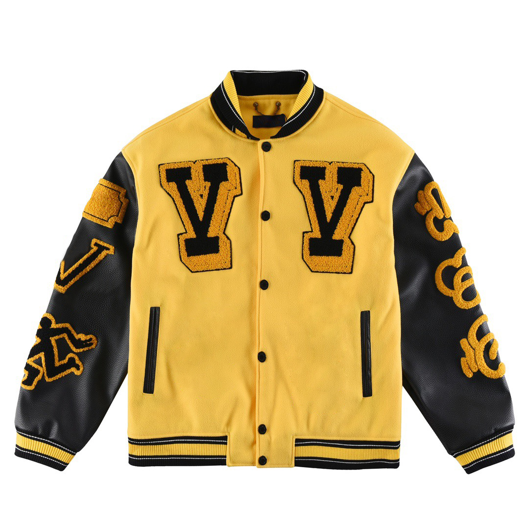 

Designer mens Bomber Jacket down jacket with leather embroidered lettering sleeves Tired casual London baseball jackets, W45