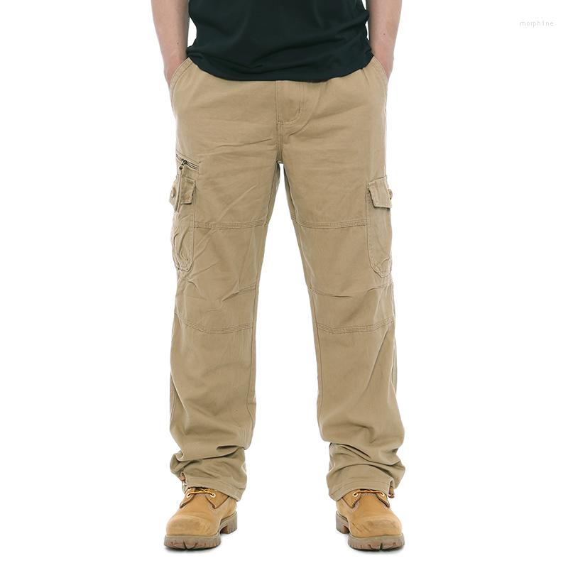 

Men's Pants 2022 Men Outwear Multi Pocket Cargo Military Tactical Straight Slacks Trousers Overalls Zipper, Black